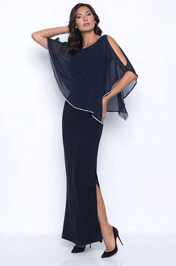 chinese dress ladies Strapless Two Tone Overlay Peplum Detail Long Dress  John Paul Ataker