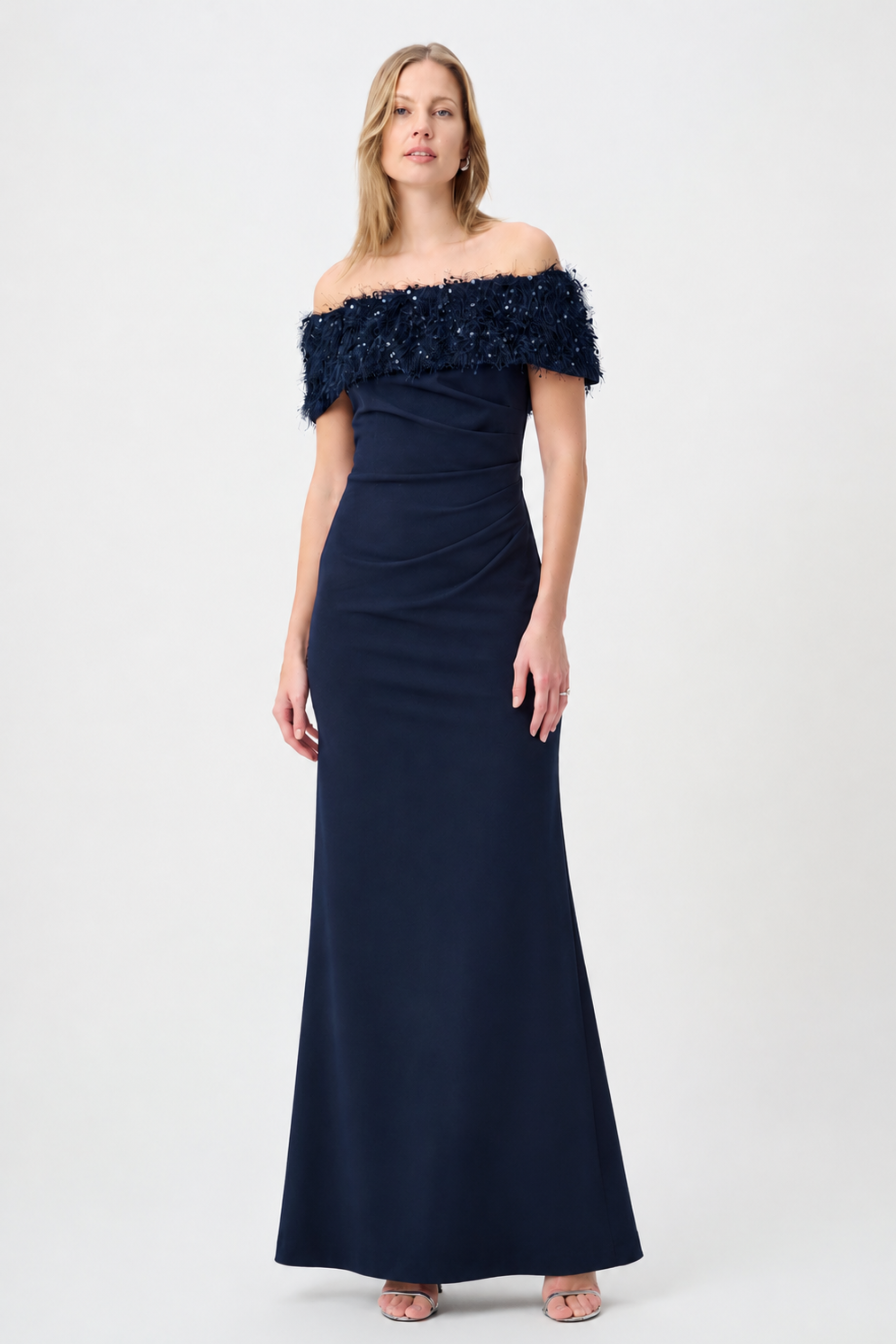 Off Shoulder Fringed Trumpet Gown 264713