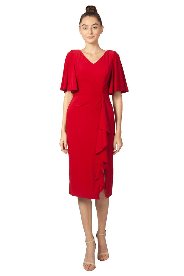Flutter Sleeve Jersey Midi Dress 225219