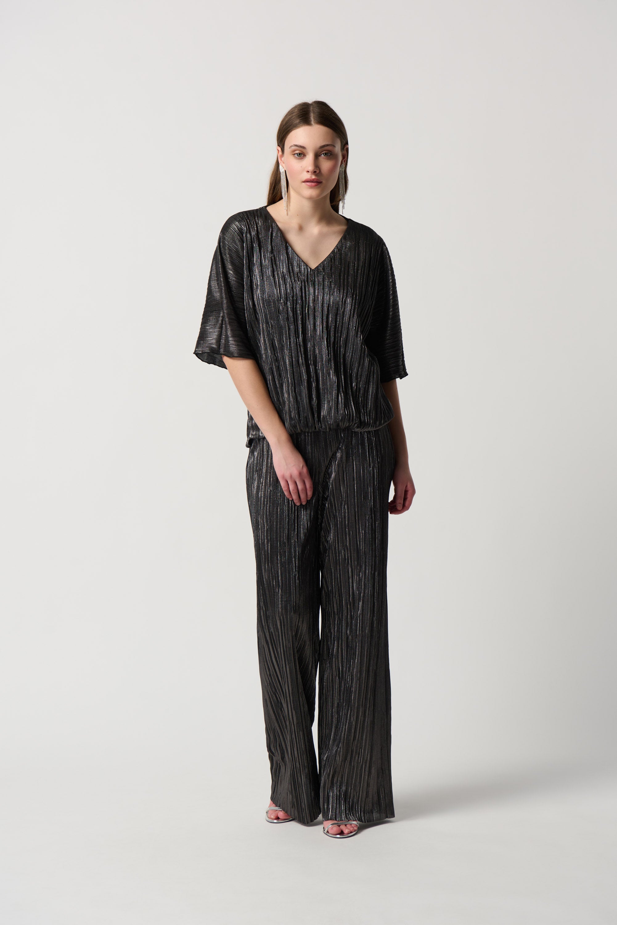 Metallic Crinkle Top & Pant Set 234246