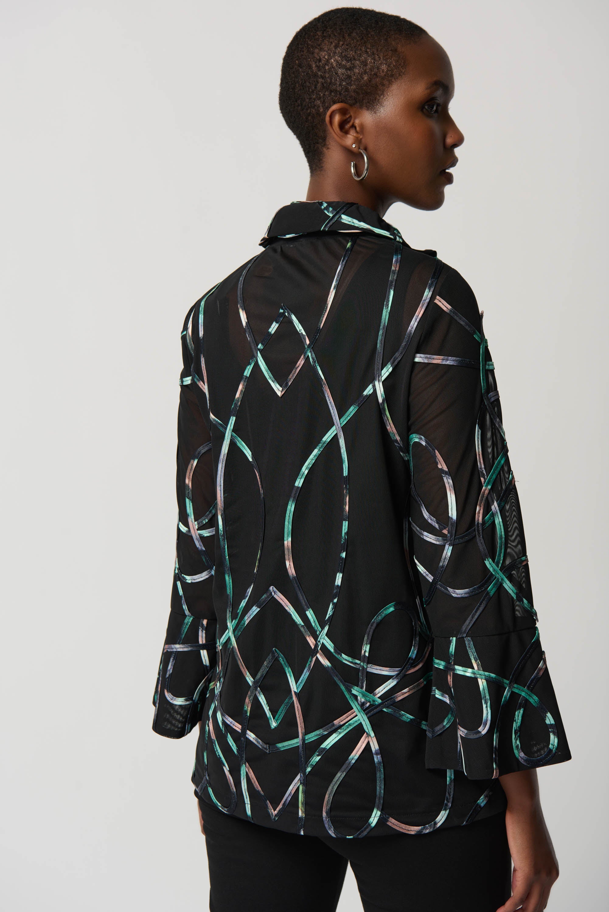 Printed Satin And Mesh Jacket With Soutache 234905