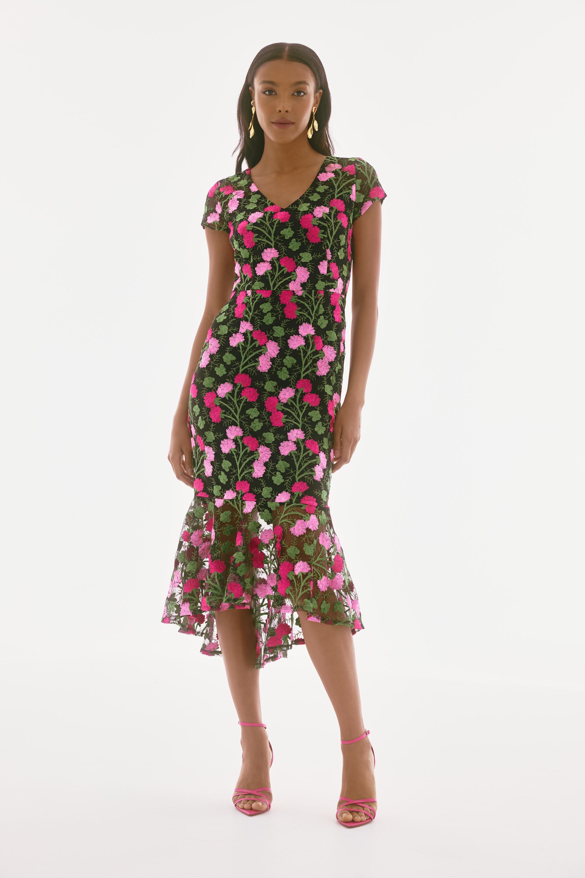 Novelty Floral Embroidered Flounce Dress 251762