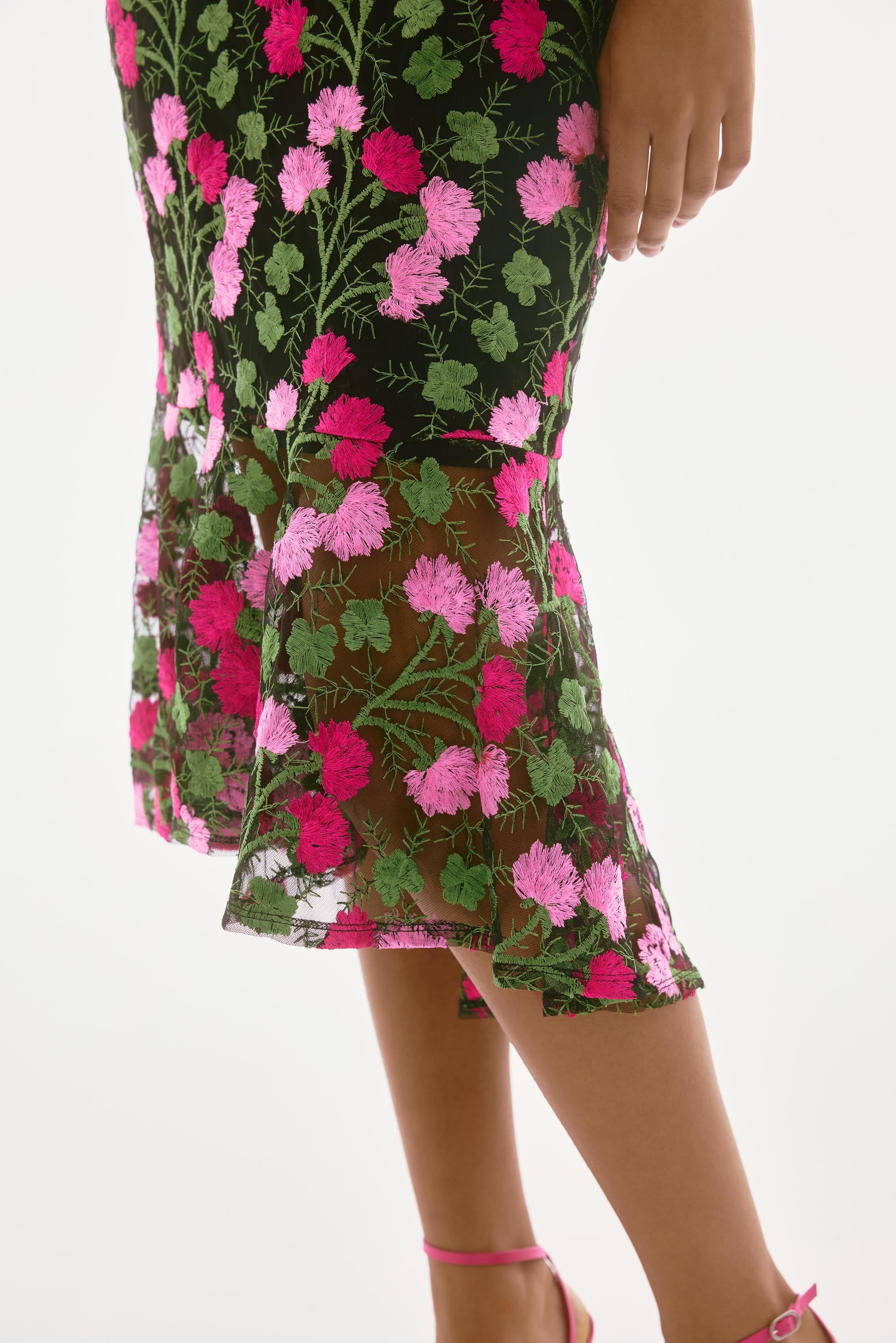 Novelty Floral Embroidered Flounce Dress 251762