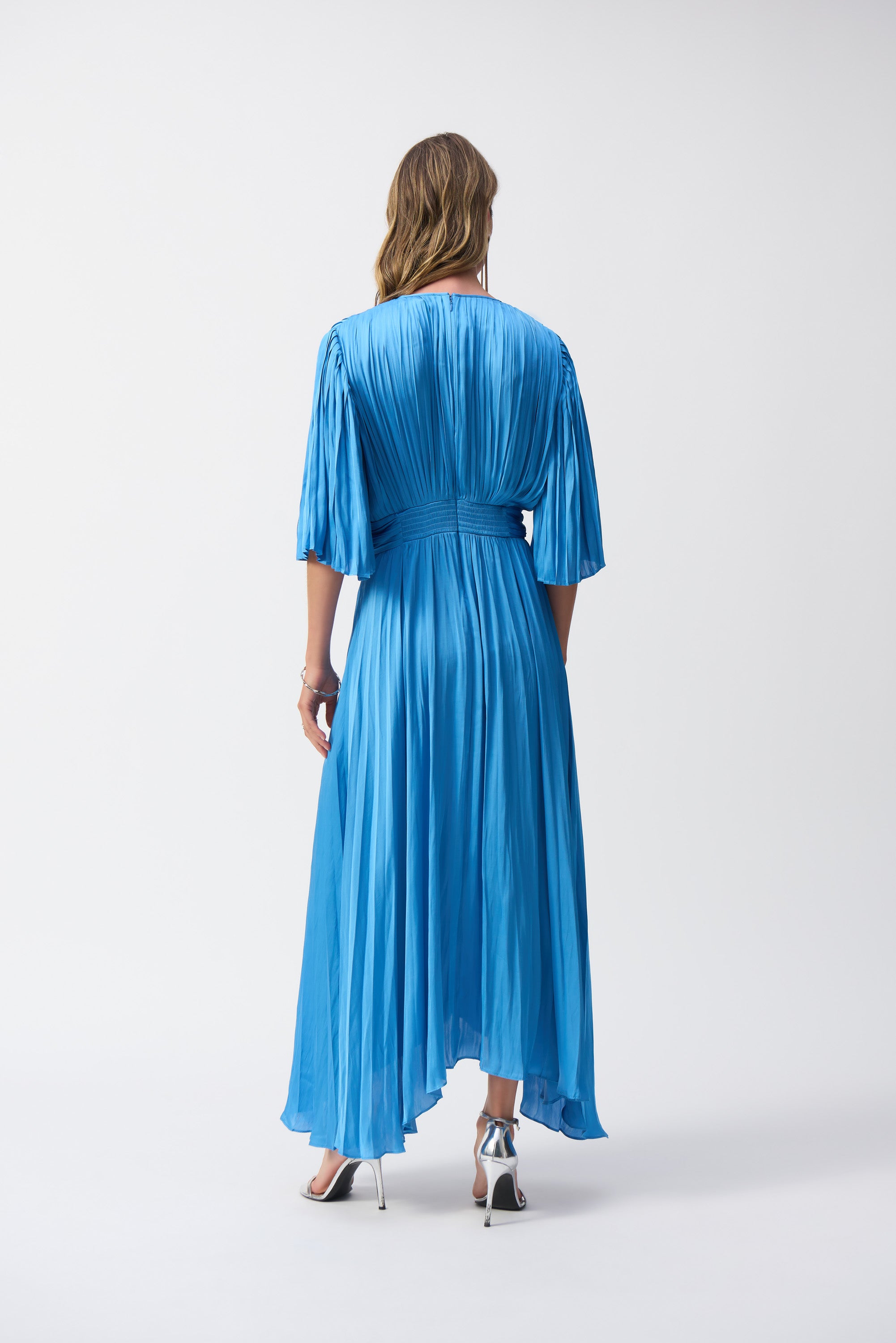 Pleated Satin Midi Dress 251903