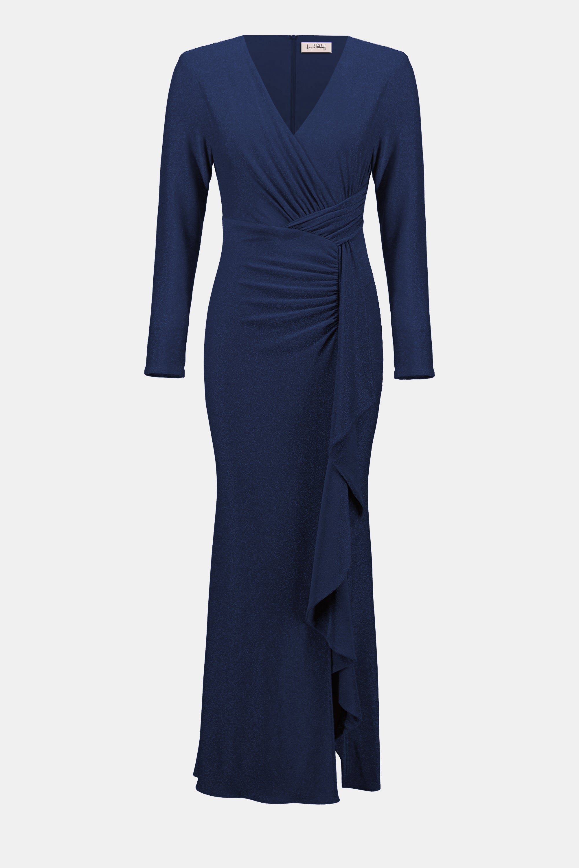 Sparkle Knit Trumpet Gown with Cascade Ruffle