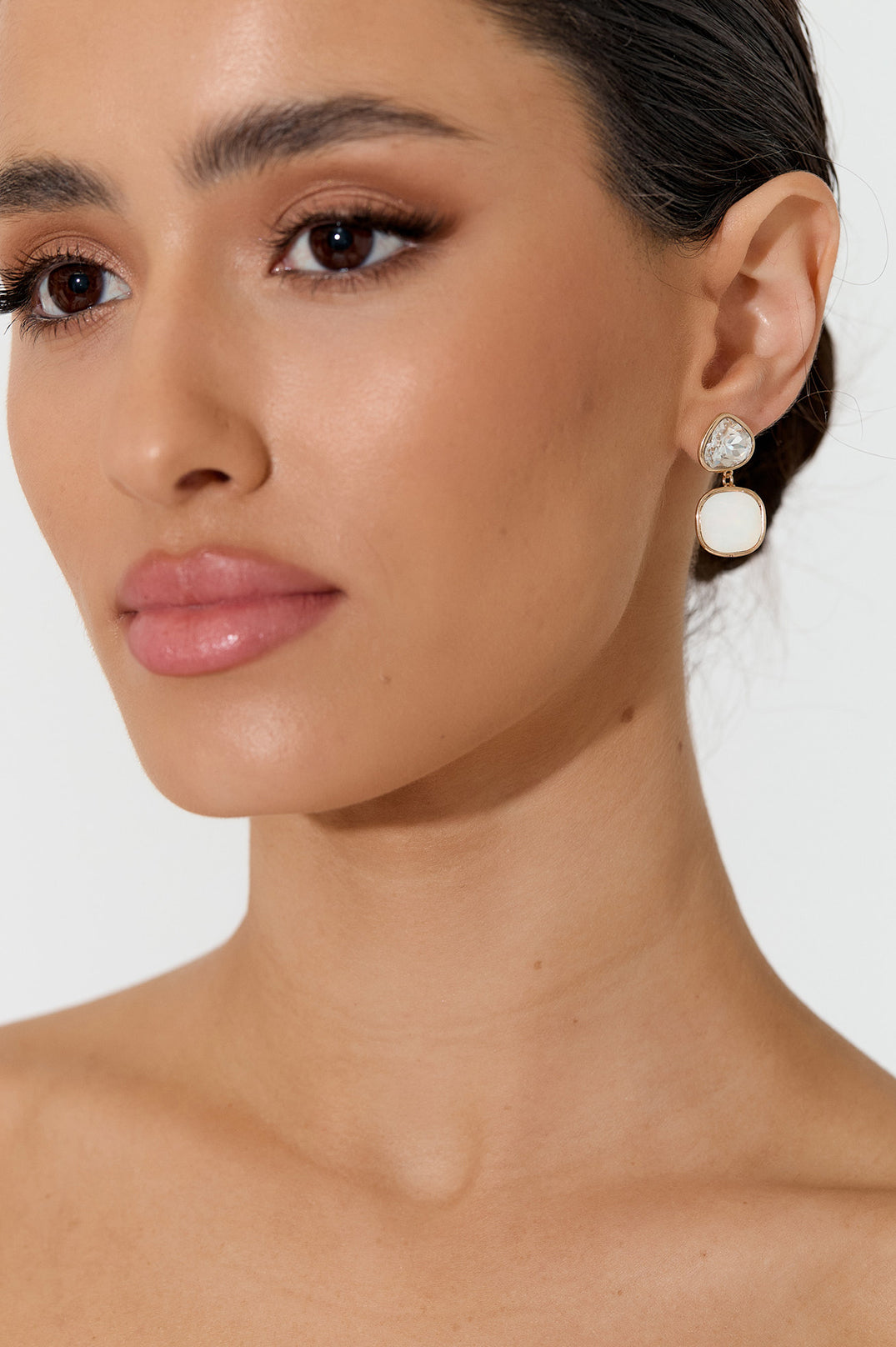 Presley Two Tone Event Earrings (Crystal/Opal)