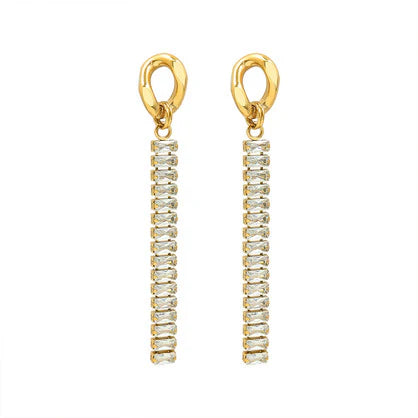 Crystal Drop Gold Earrings
