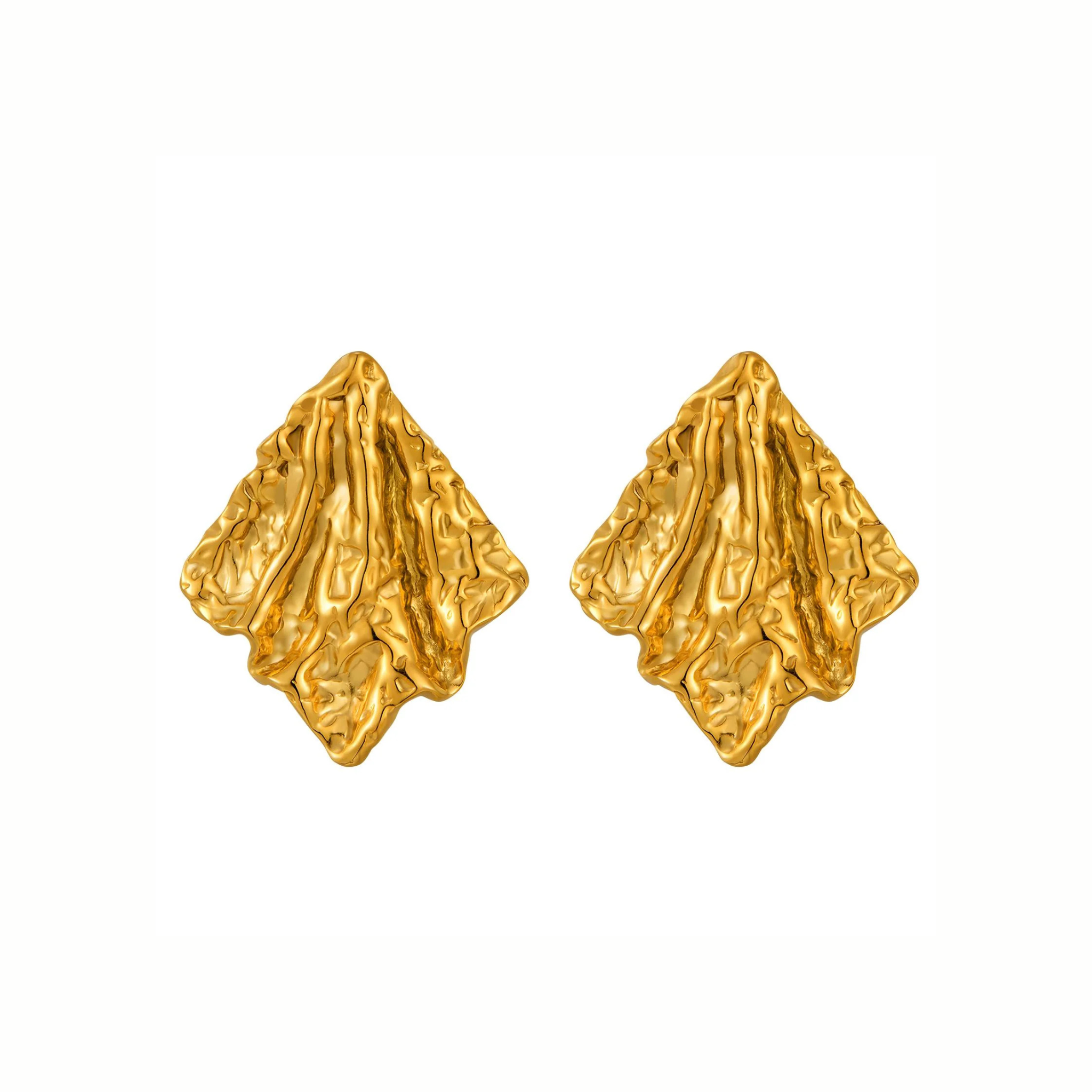Vintage Crinkle Gold Earrings