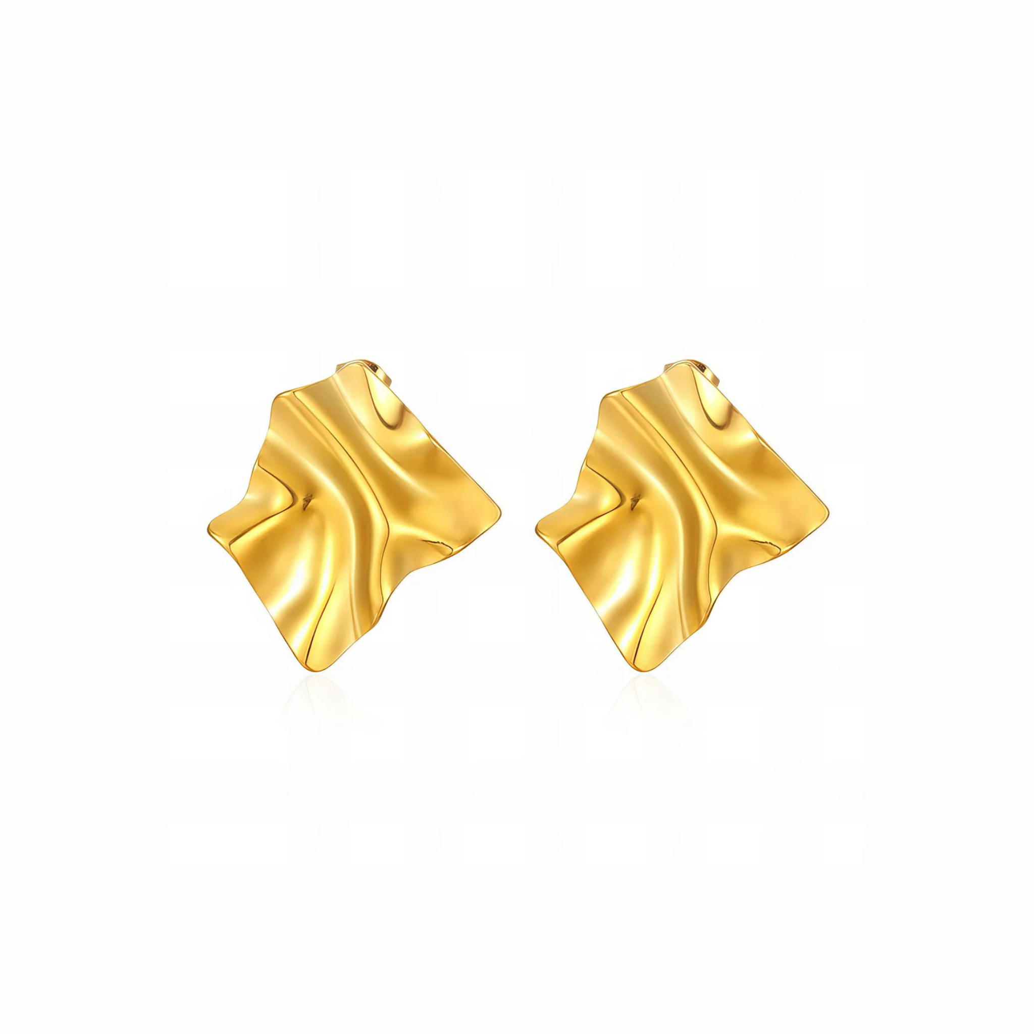 Crinkle Gold Stud Earrings