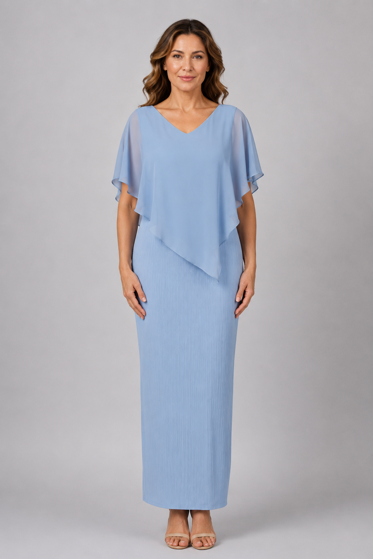 Chiffon Overlay Maxi Dress 224267