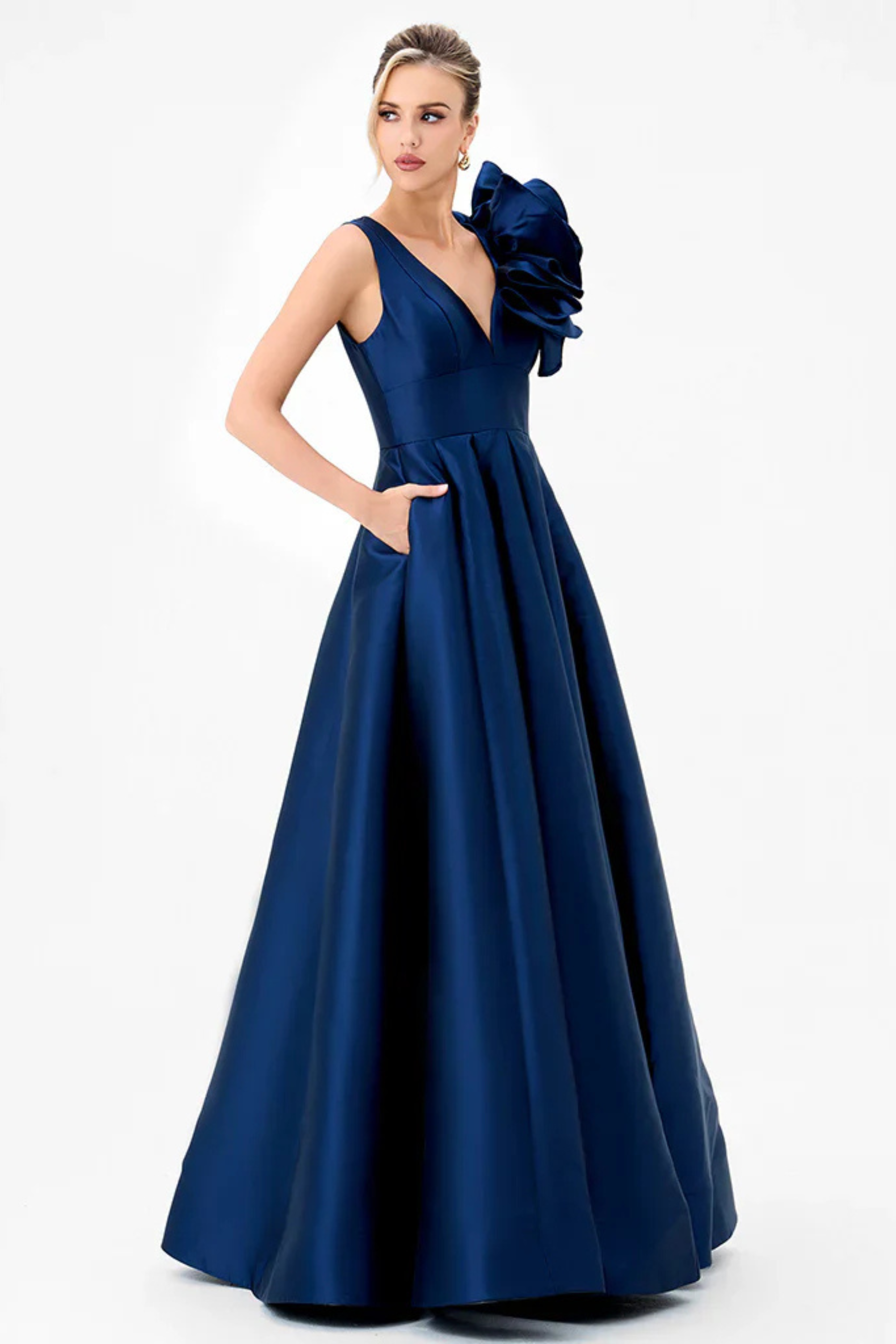 Mirella Vneck Ruffle Gown