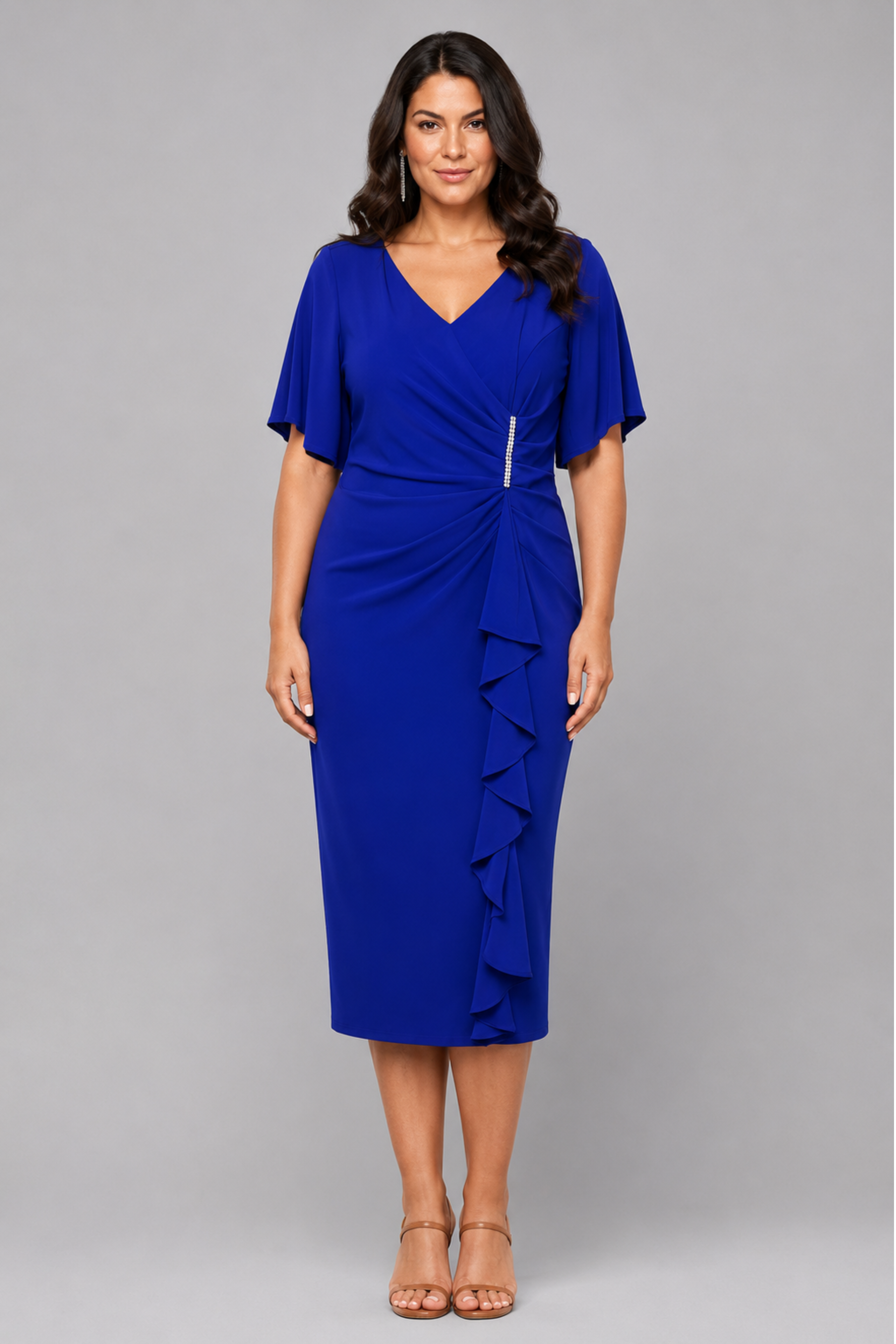 Jersey Midi Dress with Diamante JH0639