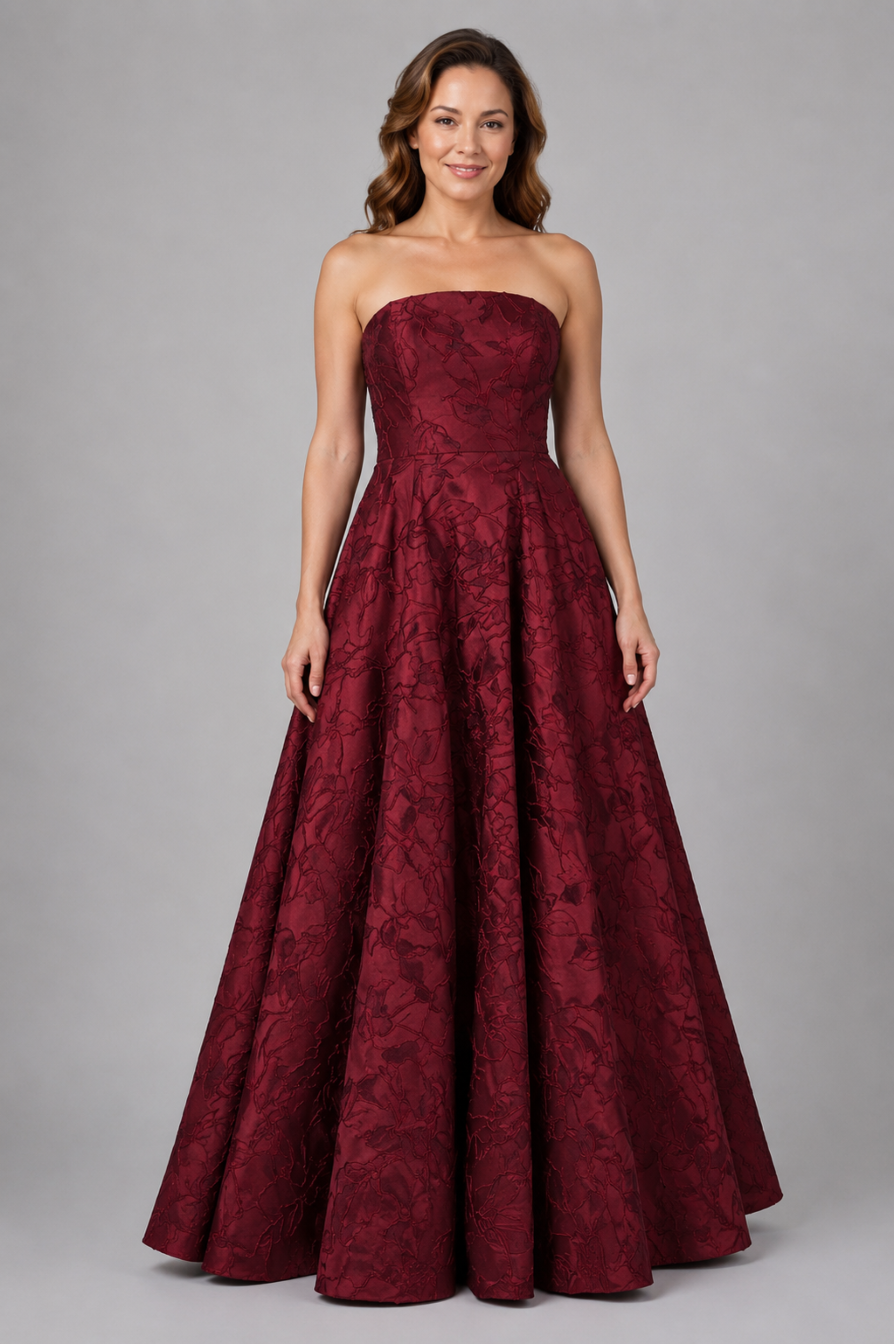 Embossed Strapless Ball Gown 218481