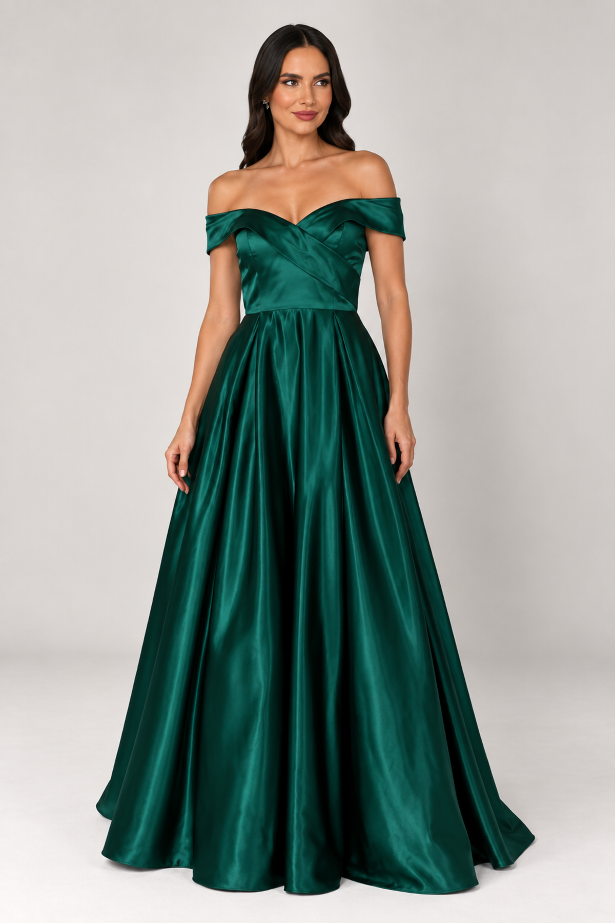 Off Shoulder Satin Ball Gown 224321