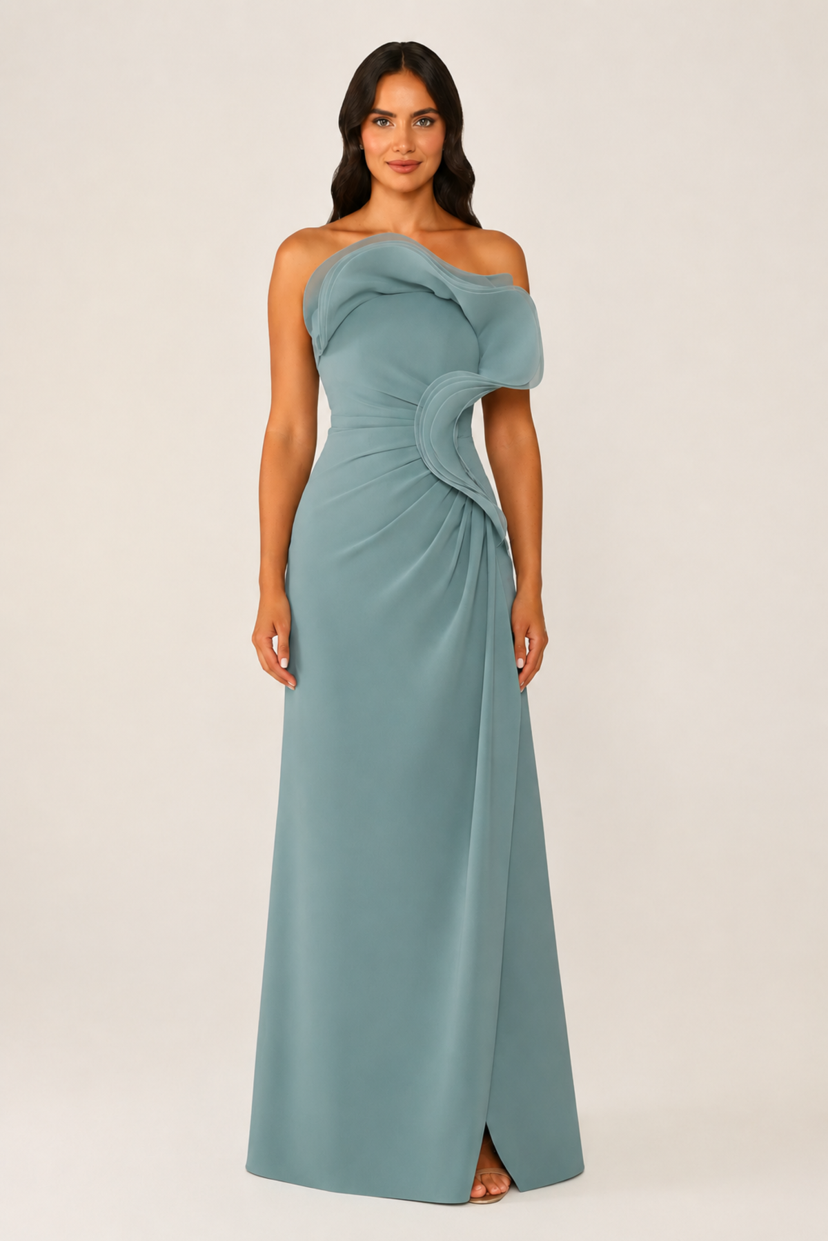 Strapless Structured Ruffle Gown 7317