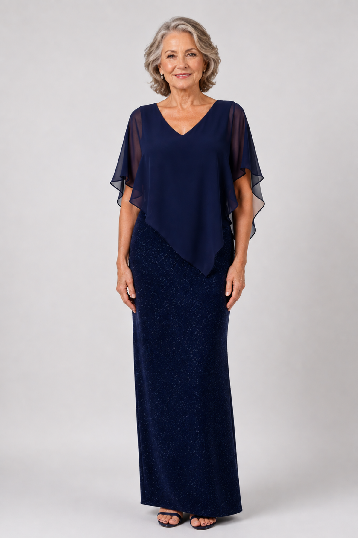 Chiffon Overlay Sparkle Maxi Dress 221421