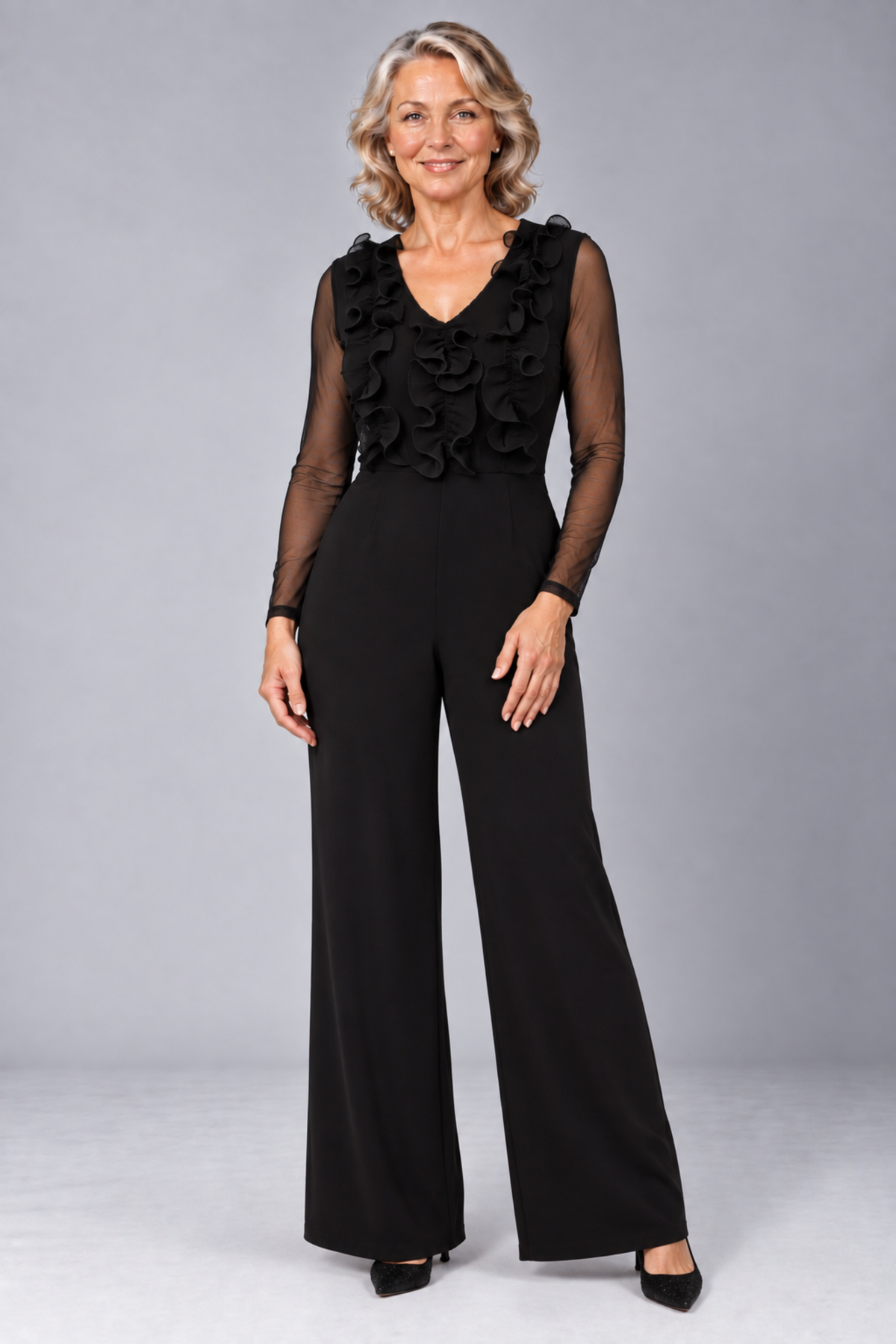 Full Length V-Neck Jumpsuit 244316