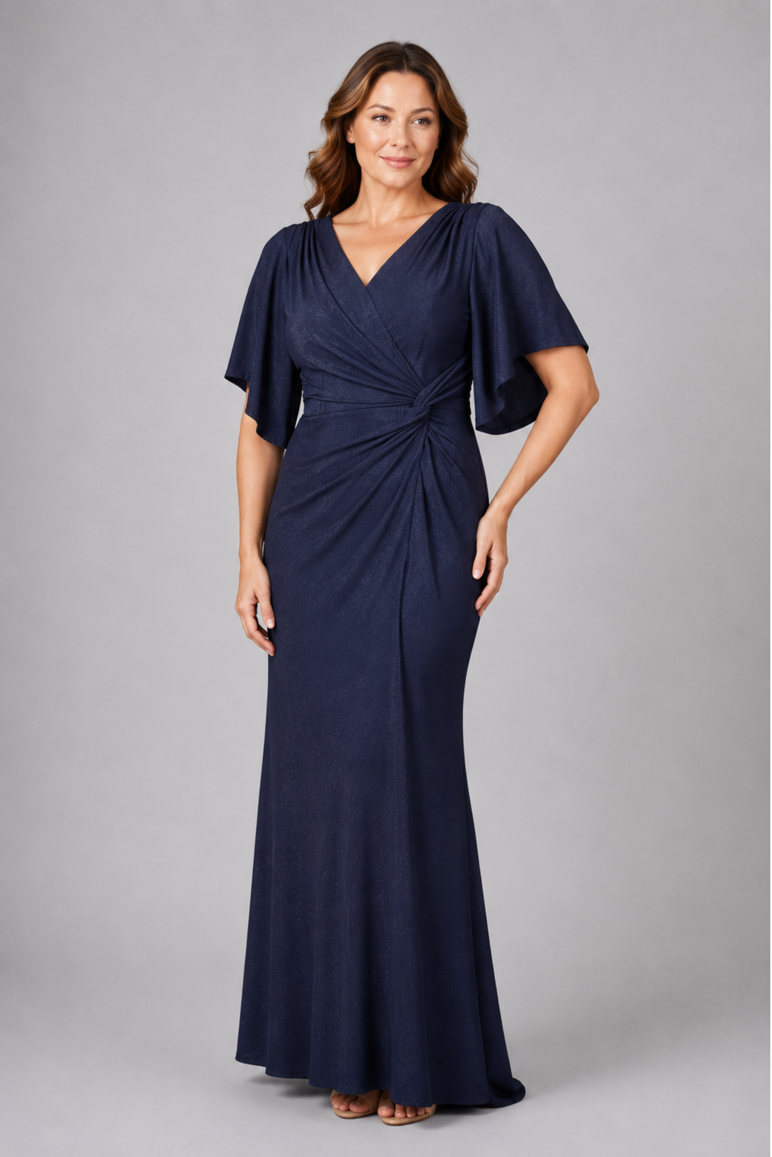 Lurex Jersey Glitter Knot Gown 225417