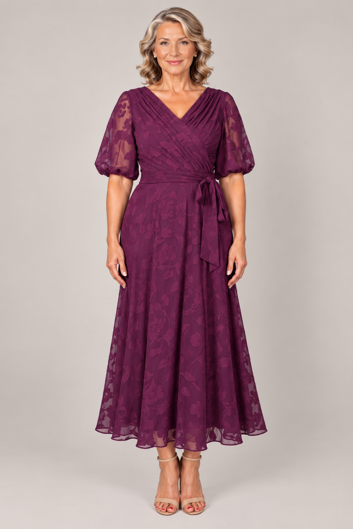 Flora Short Sleeve Midi Dress 225502