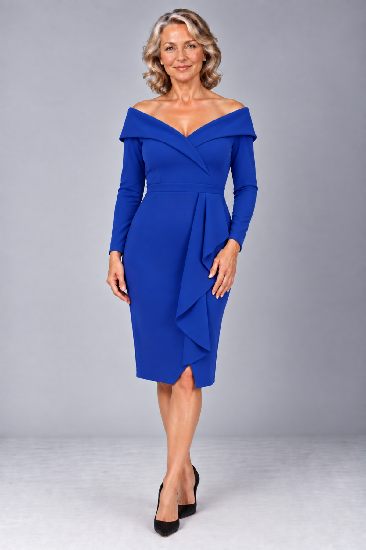 Off Shoulder Bardot Midi Dress 249189