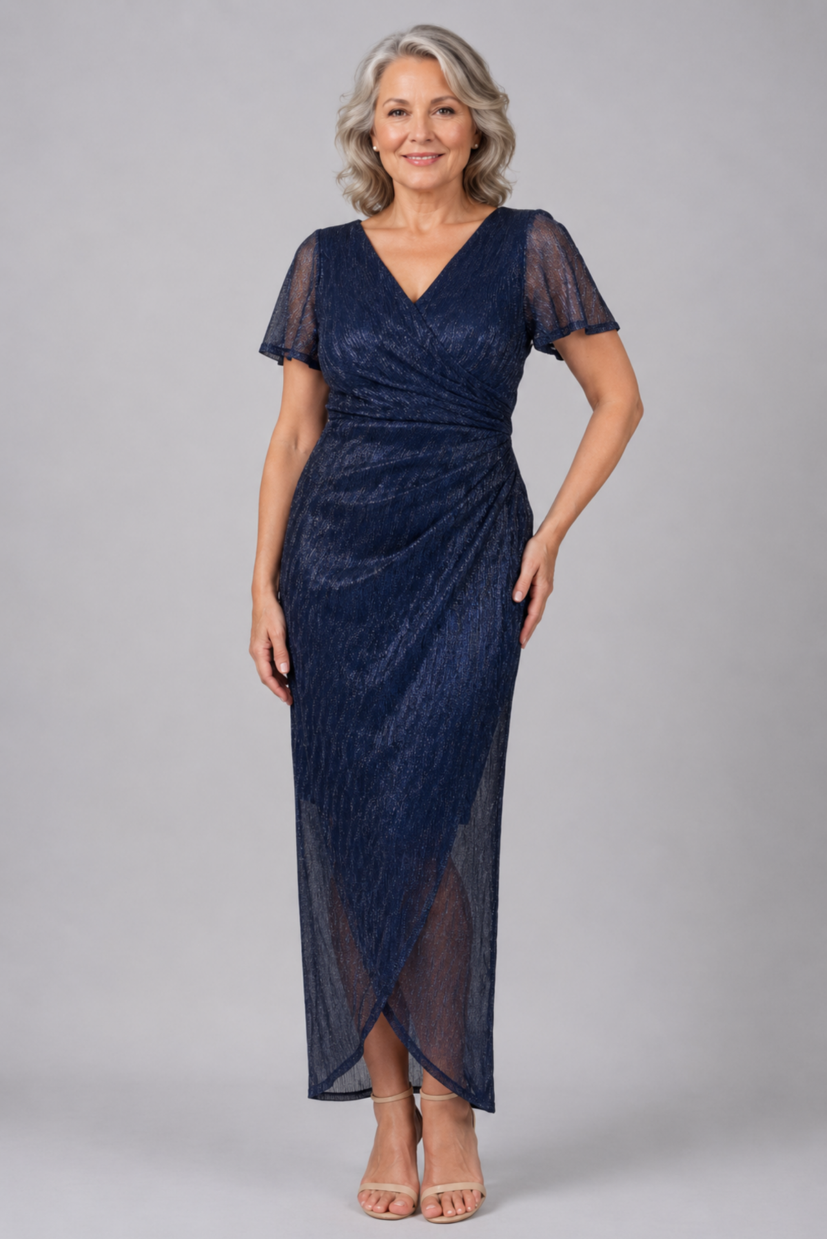 Short Sleeve Glitter Crossover Maxi 223303