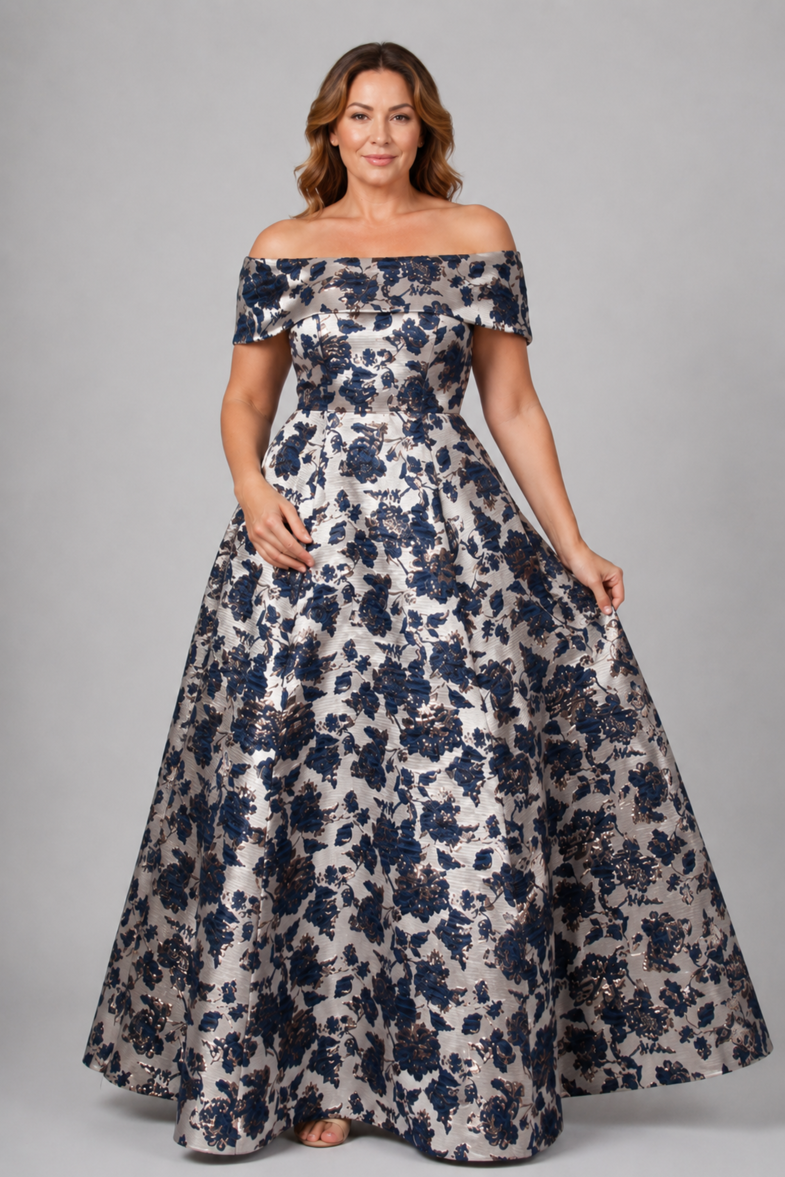 Off Shoulder Brocade Ballgown 225389