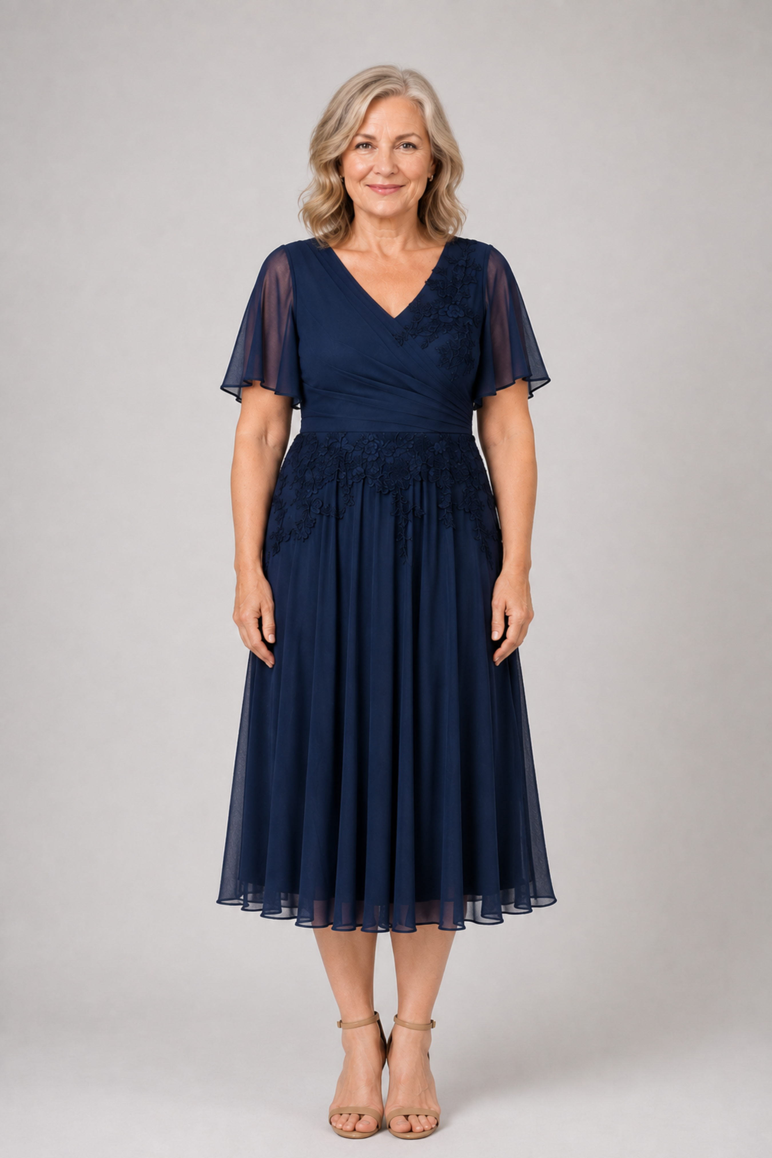 Lace Emroidered Flutter Skirt Dress 223395