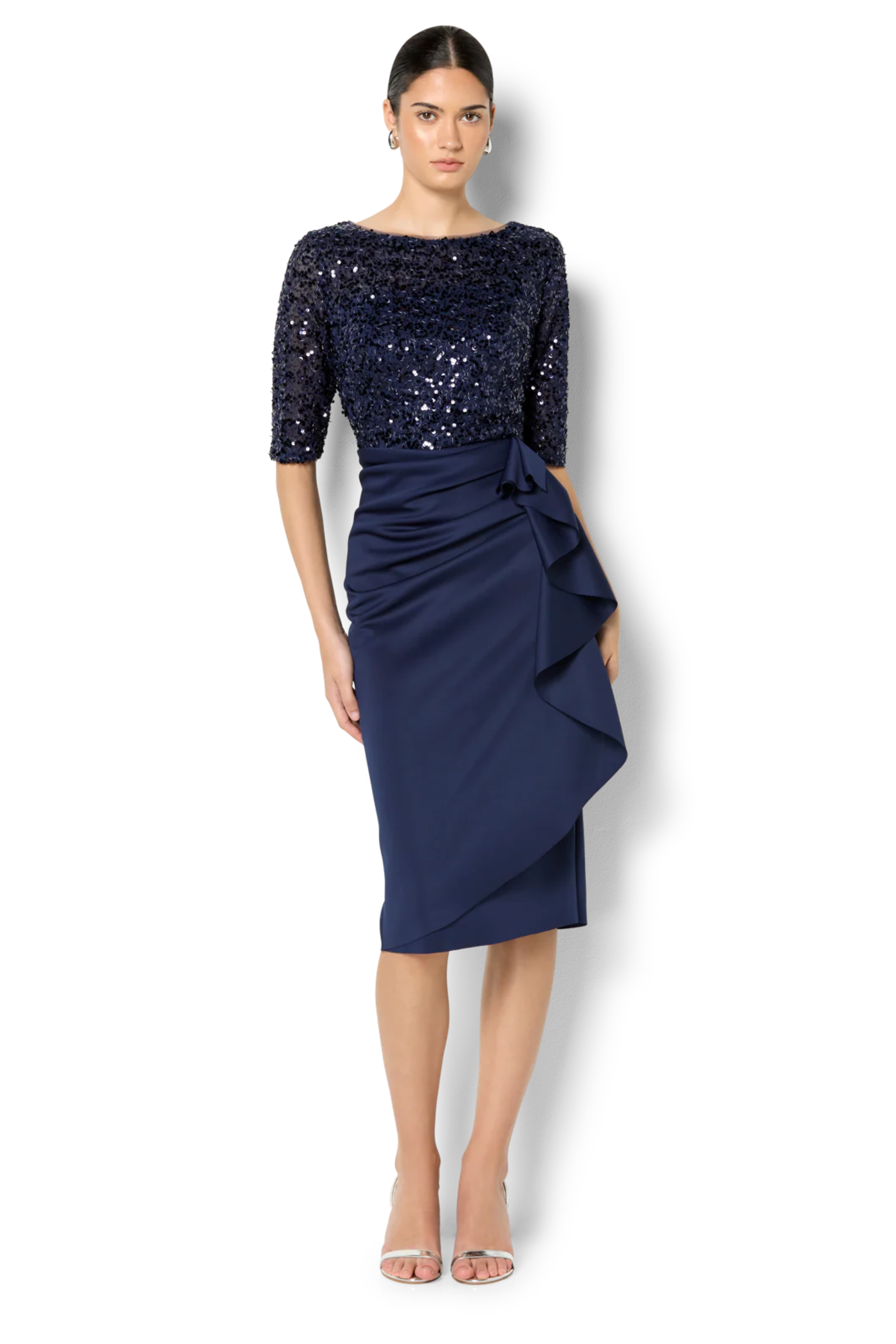 Reeva Navy Sequin Cocktail Dress