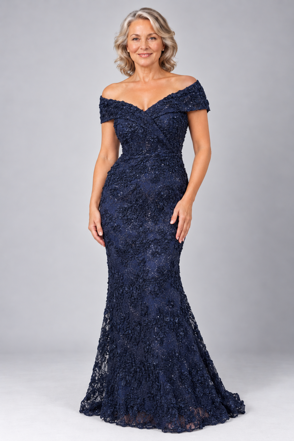 Off Shoulder Sequin Lace Dress 259716