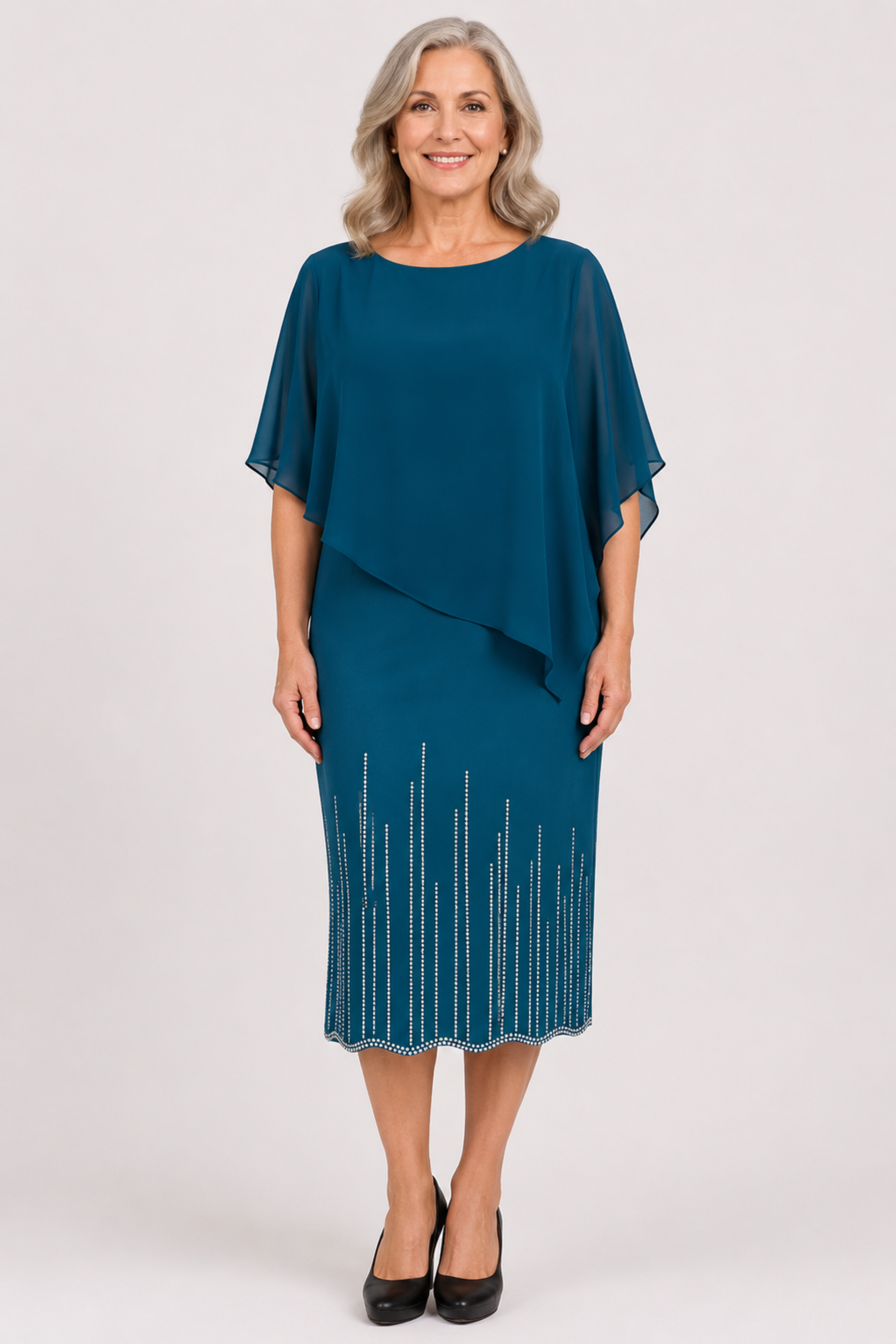 Chiffon Overlay Dress with Rhinestone 216072