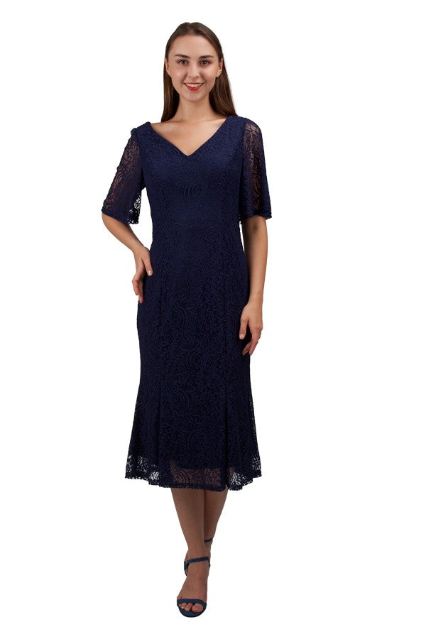 Vneck Lace Midi Dress 219306