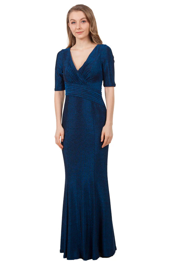 Short Sleeve Glitter Jersey Gown 220211