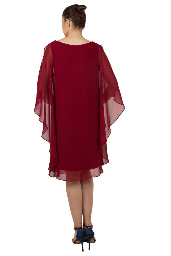 Chiffon Cape Overlay Midi with Sequin 222225