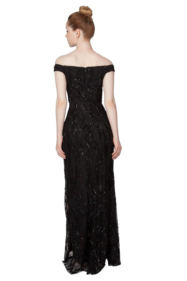 Off Shoulder Beaded Gown 224384