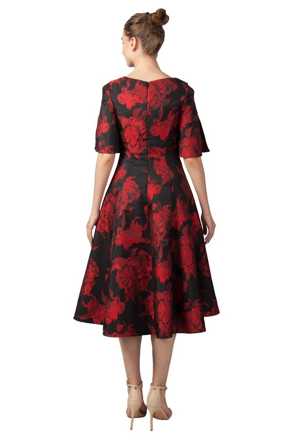 Short Sleeve Aline Midi Dress 225204