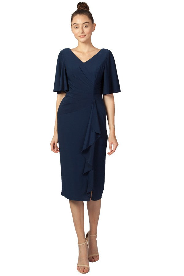 Flutter Sleeve Jersey Midi Dress 225219