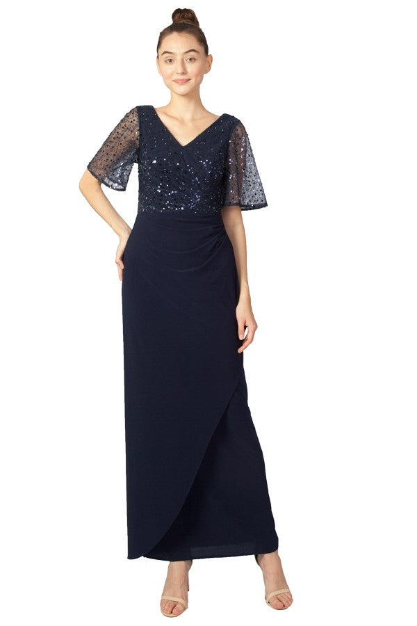Sequin Bodice Jersey Maxi Dress 225240