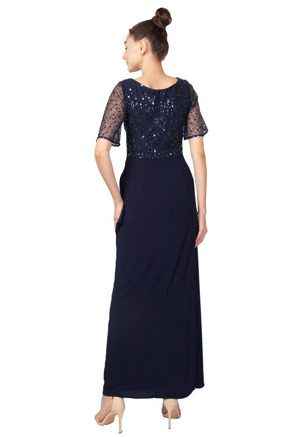 Sequin Bodice Jersey Maxi Dress 225240