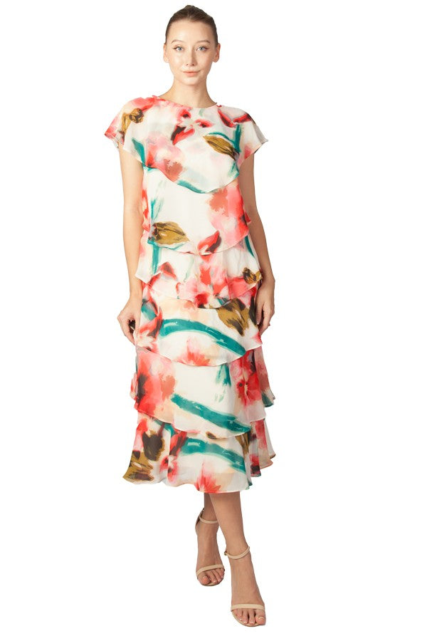 Layered Ruffle Midi Dress 225330