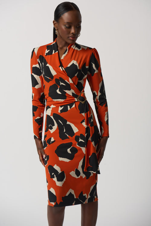 Animal Print Long Sleeve Wrap Dress