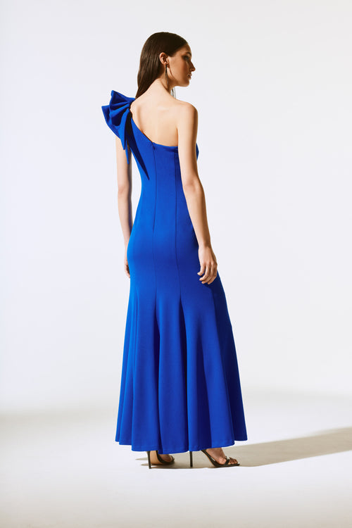 One Shoulder Ruffle Gown