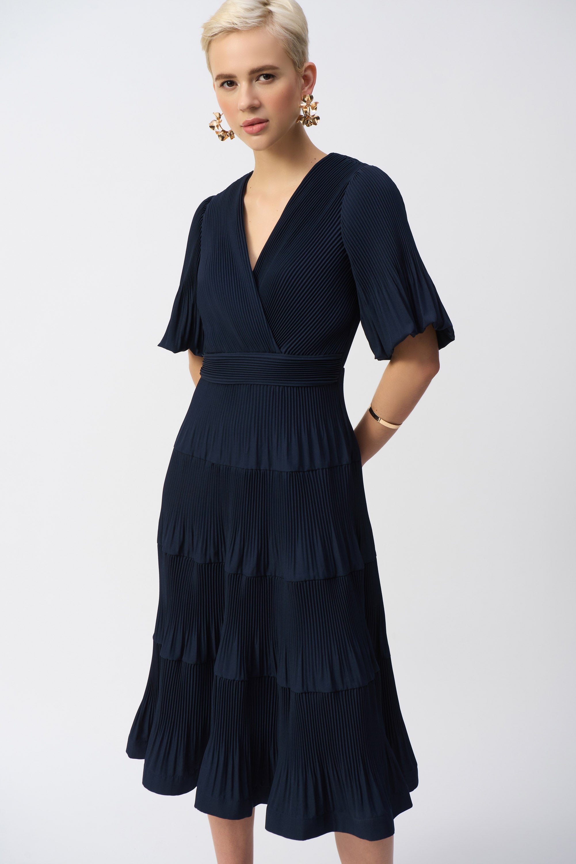Pleated Woven Fit And Flare dress 251905