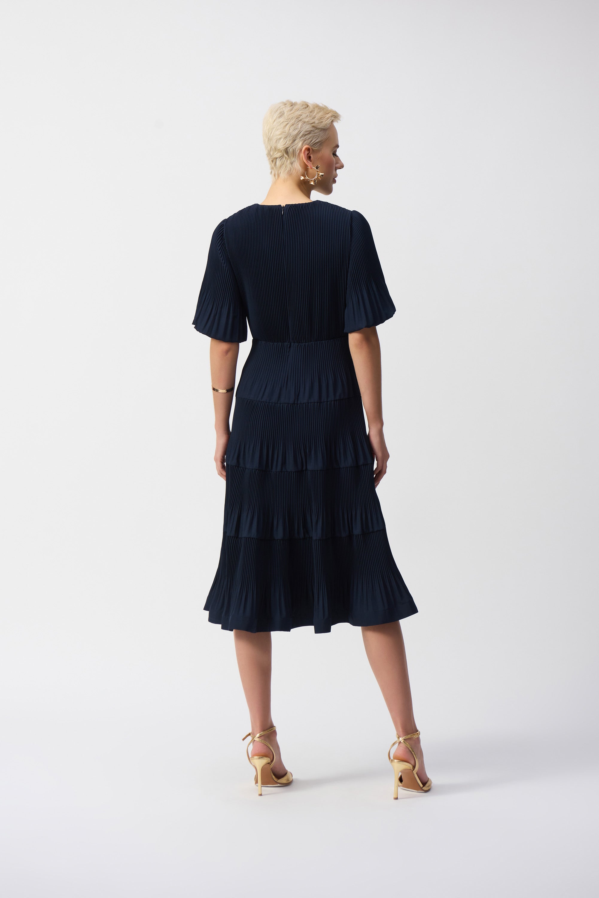 Pleated Woven Fit And Flare dress 251905