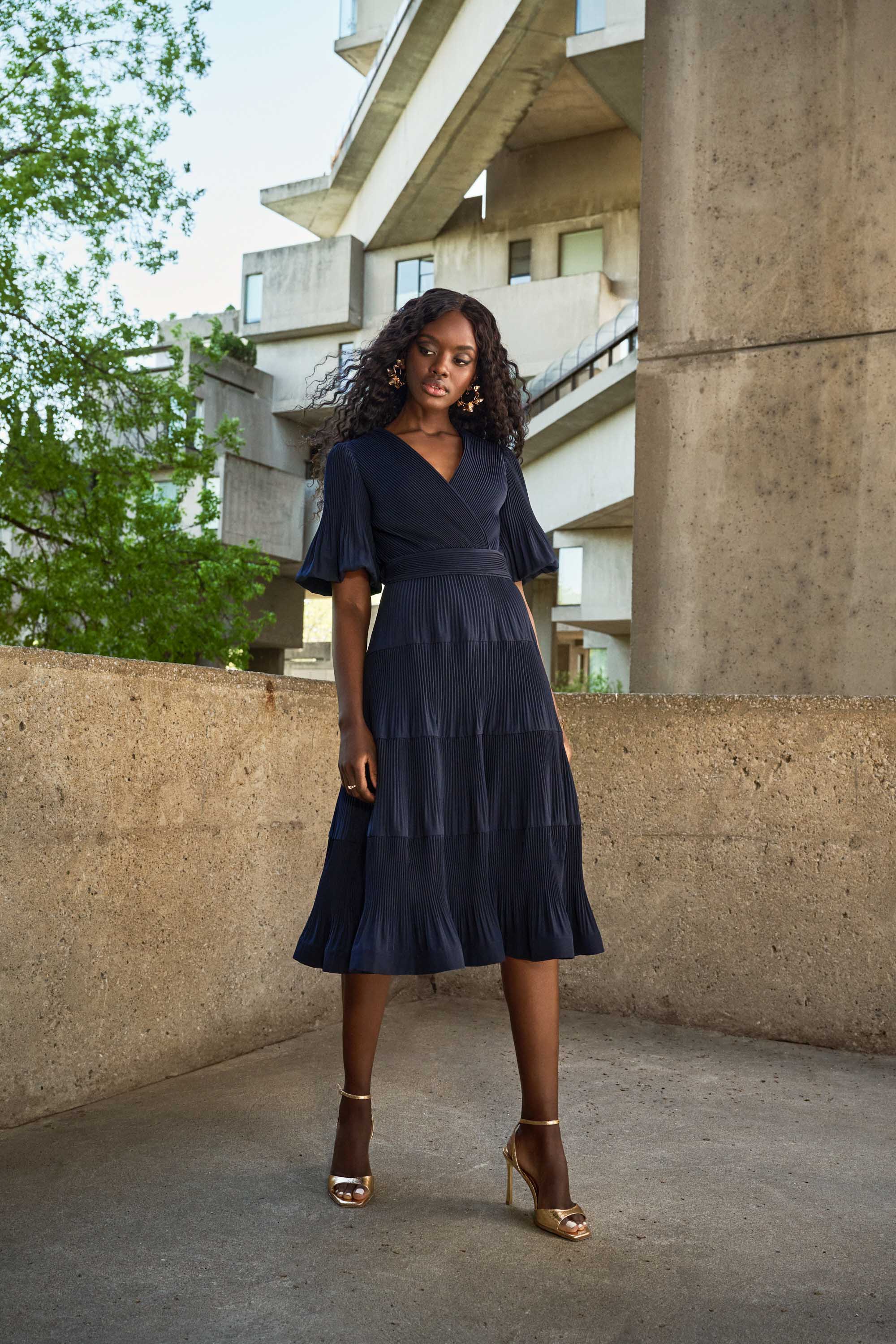 Pleated Woven Fit And Flare dress 251905 Pleated Woven Fit And Flare dress 251905