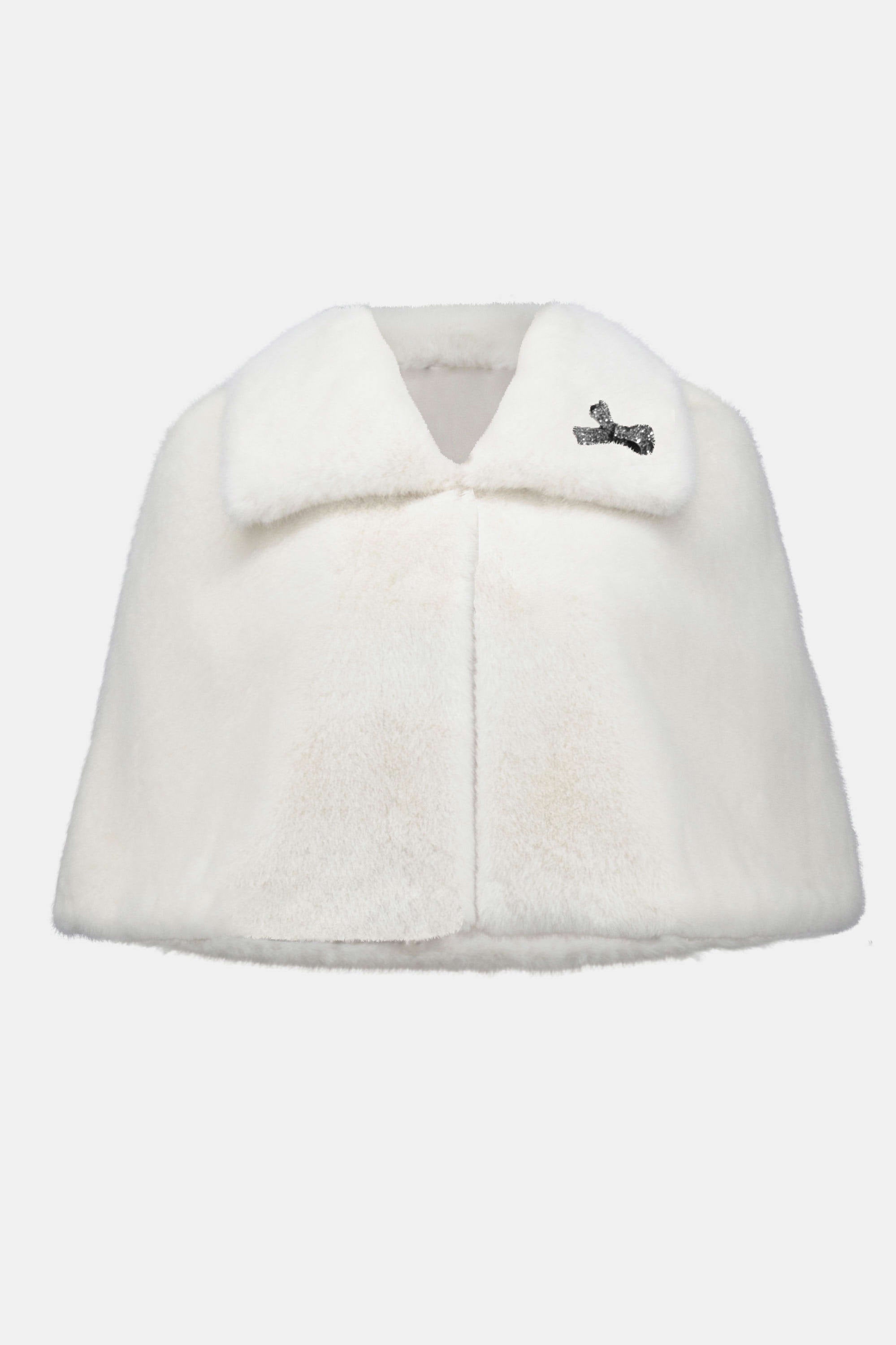 Faux Fur Cape with Crystal Brooch