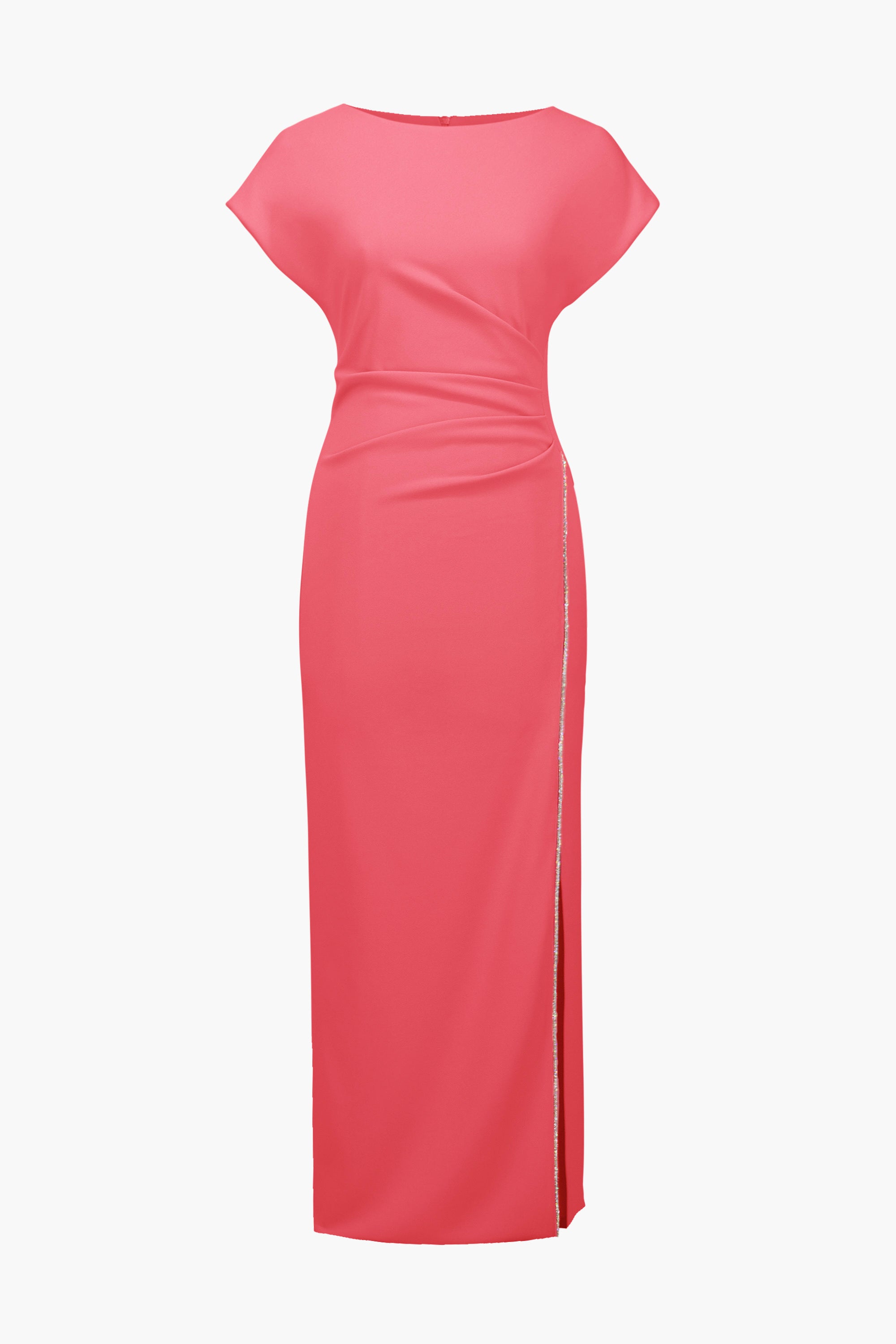 Scuba Crepe Sheath Gown With Rhinestones Piping