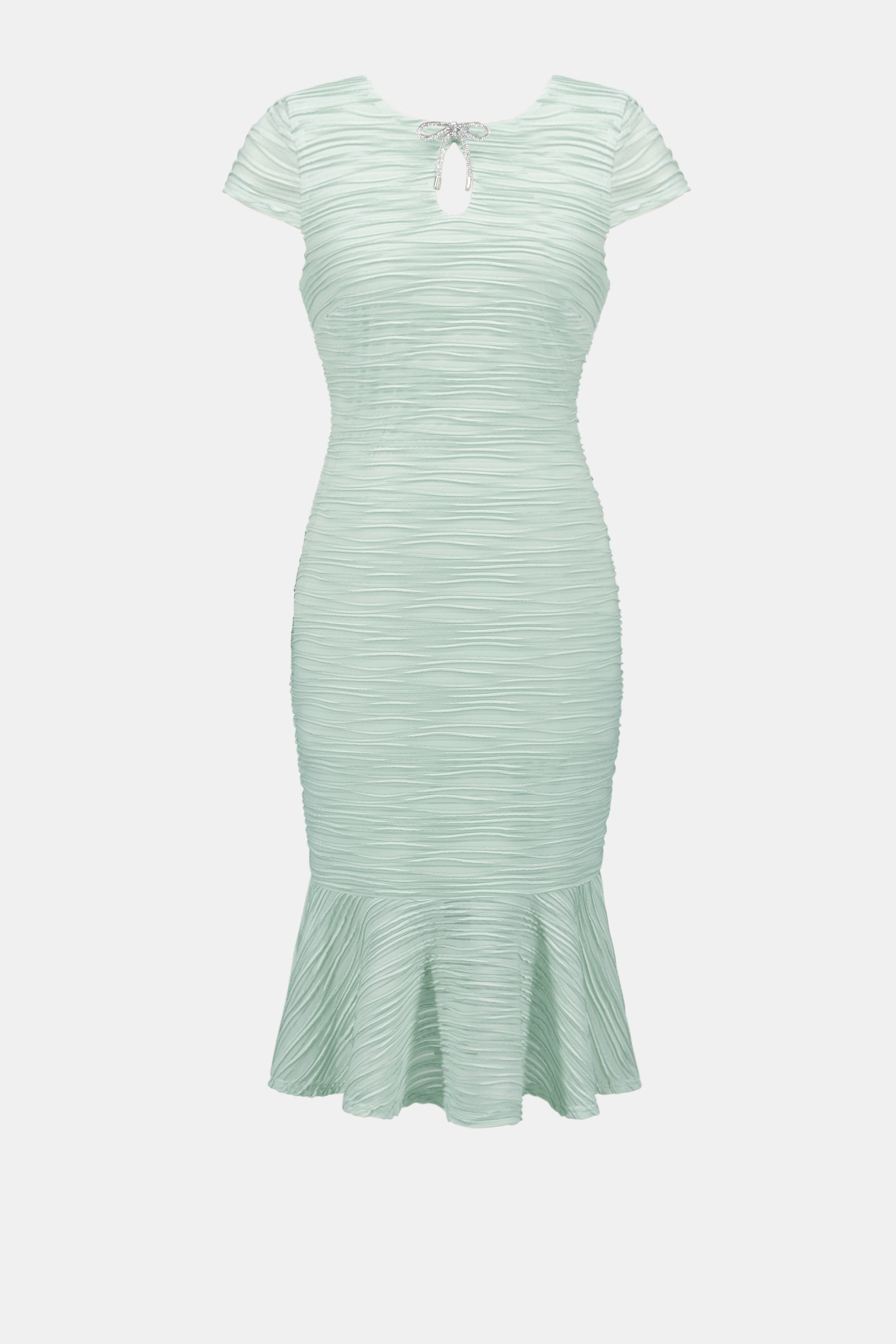 Lurex Cascade Flounce Dress With Rhinestone Bow 262703