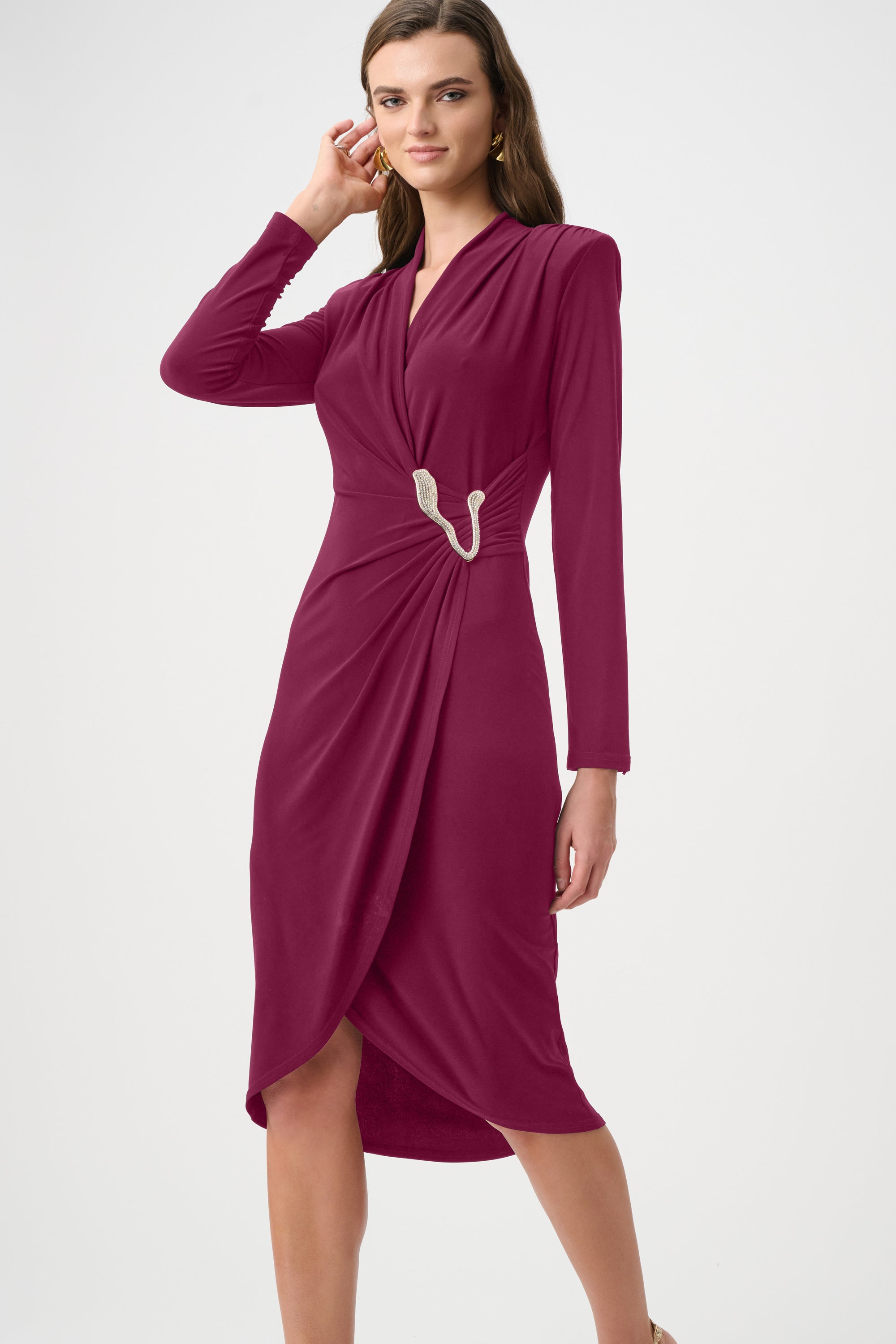 Silky Knit Sheath Wrap Dress 263709