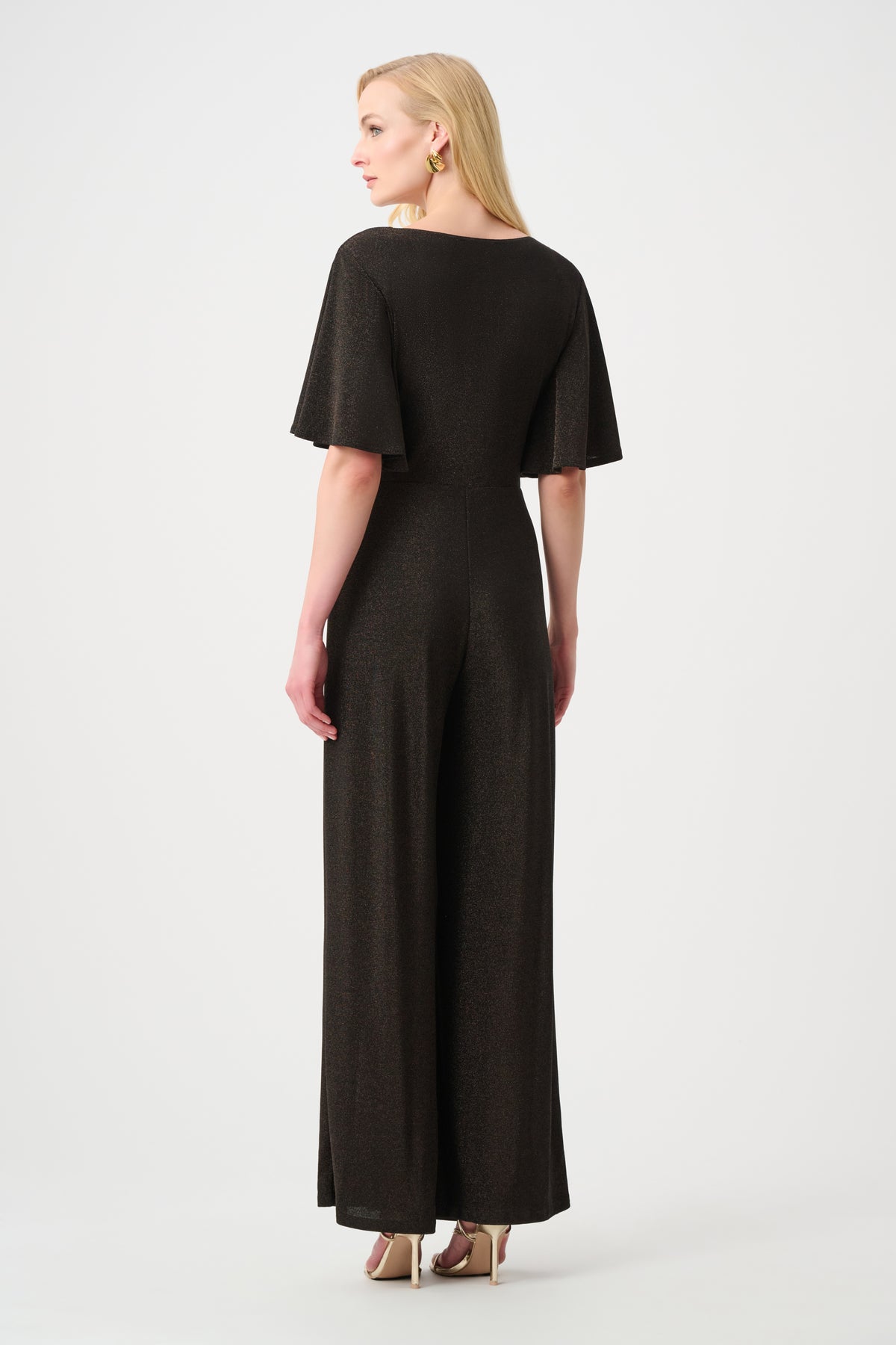 Sparkle Knit Wide Leg Wrap Jumpsuit 263717