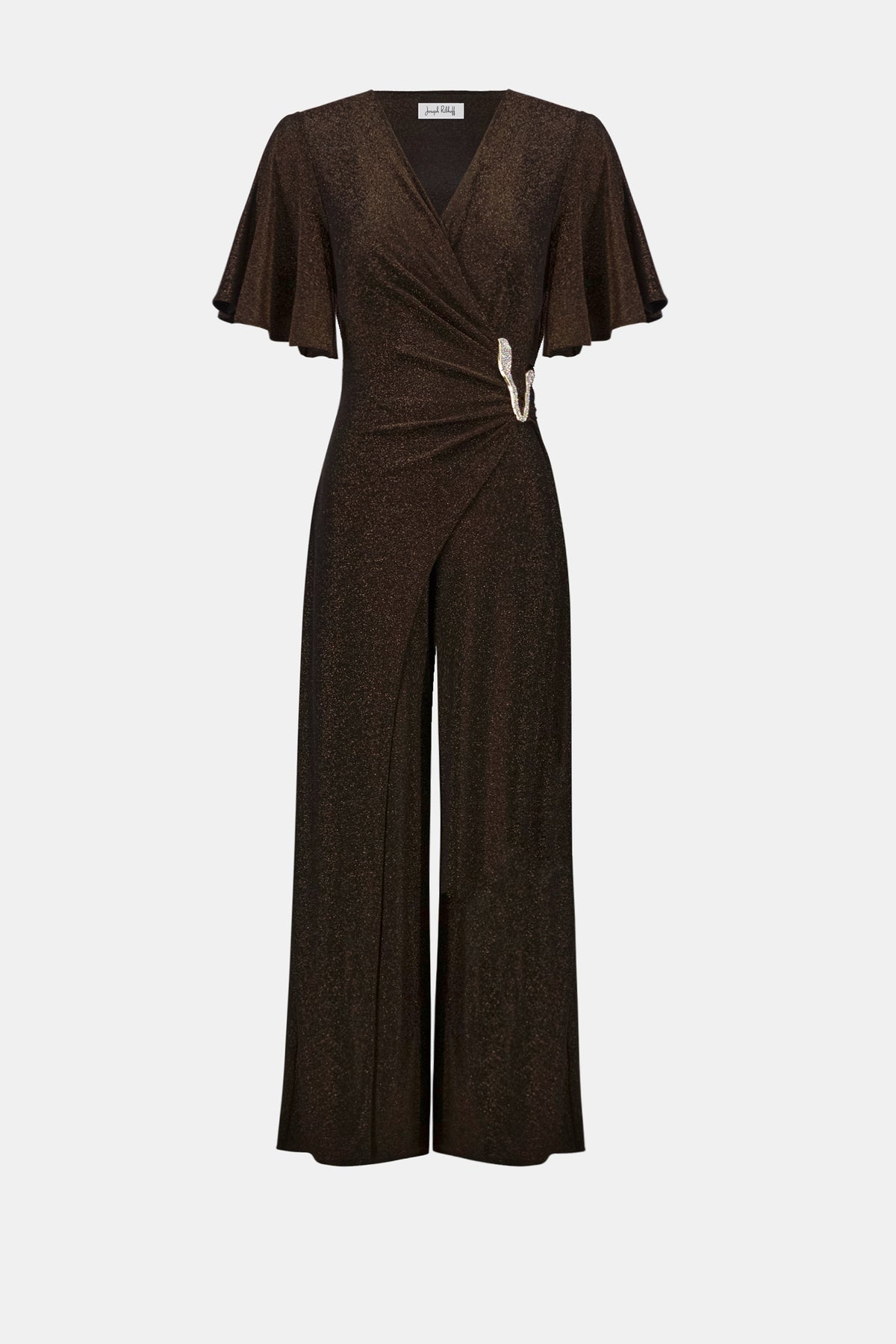 Sparkle Knit Wide Leg Wrap Jumpsuit 263717